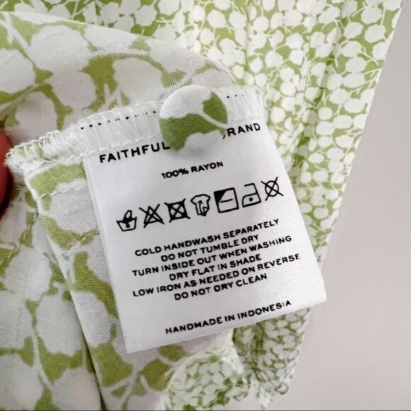 Faithfull the Brand Ilia Floral Print Dress Sz S. Green White - Picture 8 of 8